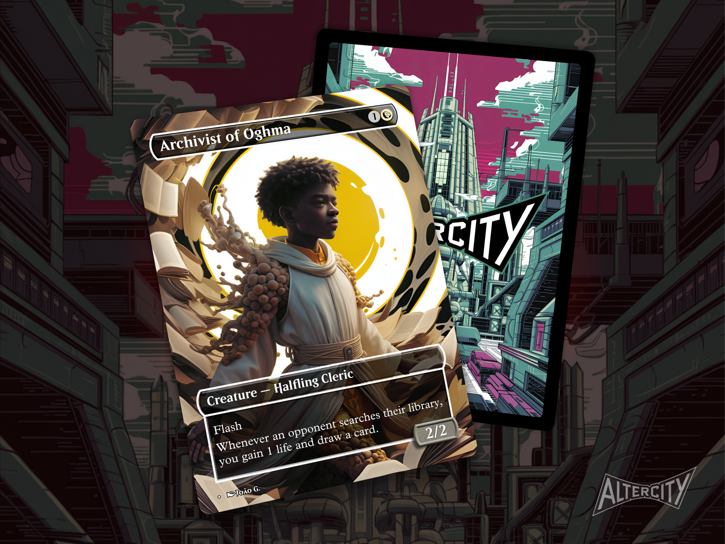 Archivist of Oghma - Full Art Borderless - MTG Custom Cards, Commander, Edh and Cedh High Quality Altered Proxies