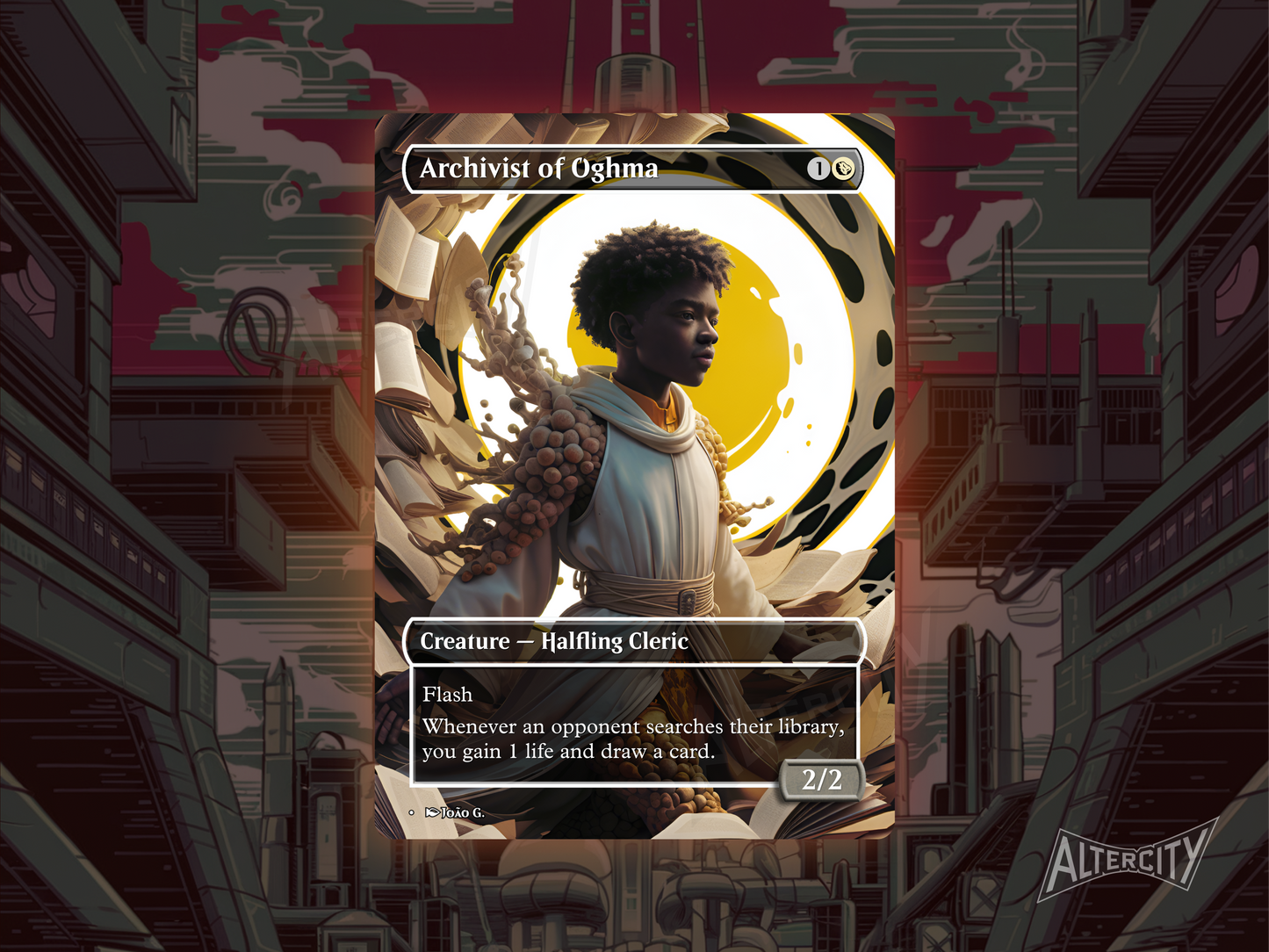 Archivist of Oghma - Full Art Borderless - MTG Custom Cards, Commander, Edh and Cedh High Quality Altered Proxies