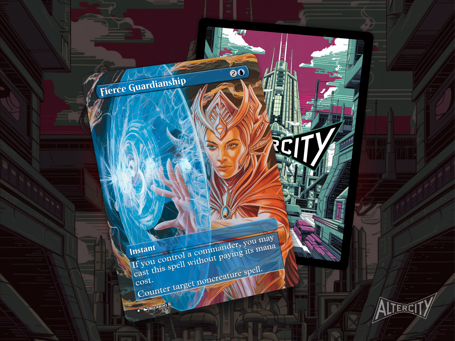 Fierce Guardianship (v2) - MTG Custom Cards , Commander alternate art - Magic MTG Alters Full Art