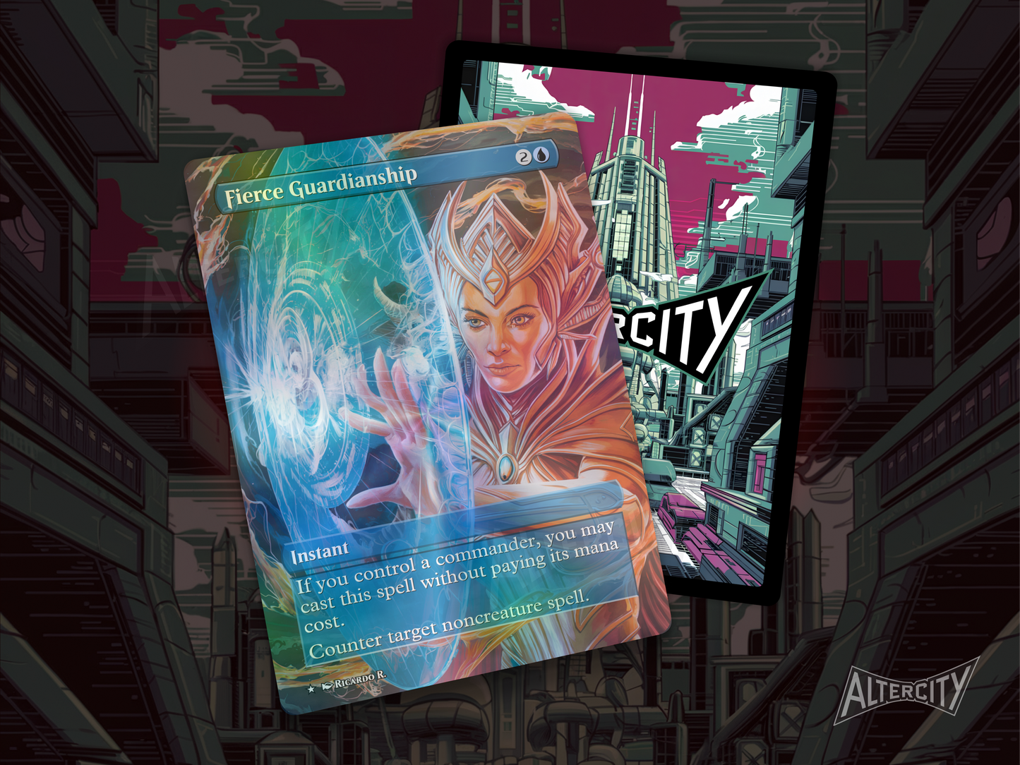 Fierce Guardianship (v2) - MTG Custom Cards , Commander alternate art - Magic MTG Alters Full Art
