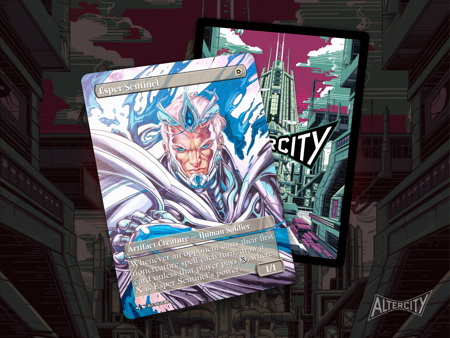 Esper Sentinel - Full Art Borderless - MTG Custom Cards, Commander, Edh and Cedh High Quality Altered Proxies