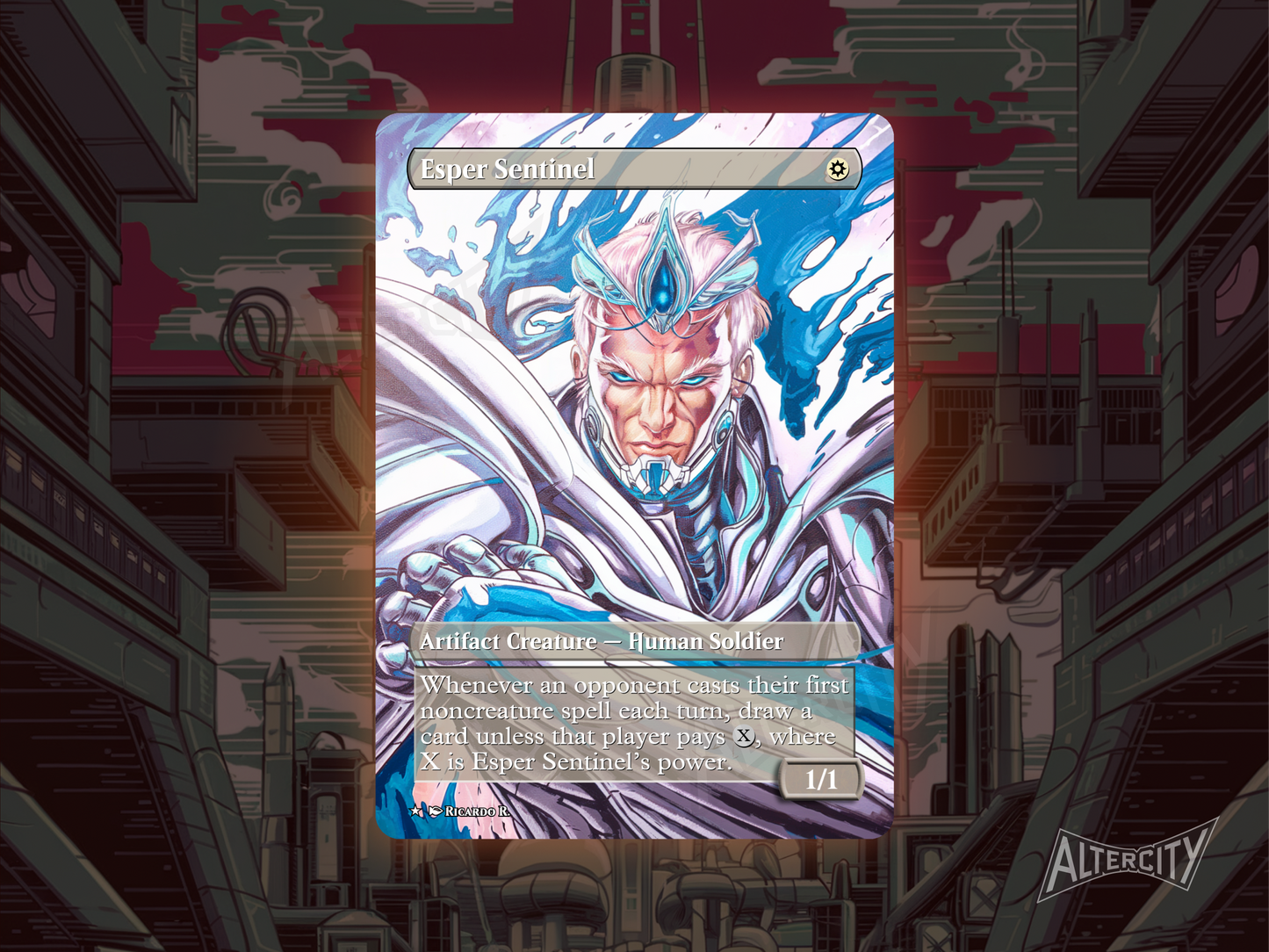 Esper Sentinel - Full Art Borderless - MTG Custom Cards, Commander, Edh and Cedh High Quality Altered Proxies