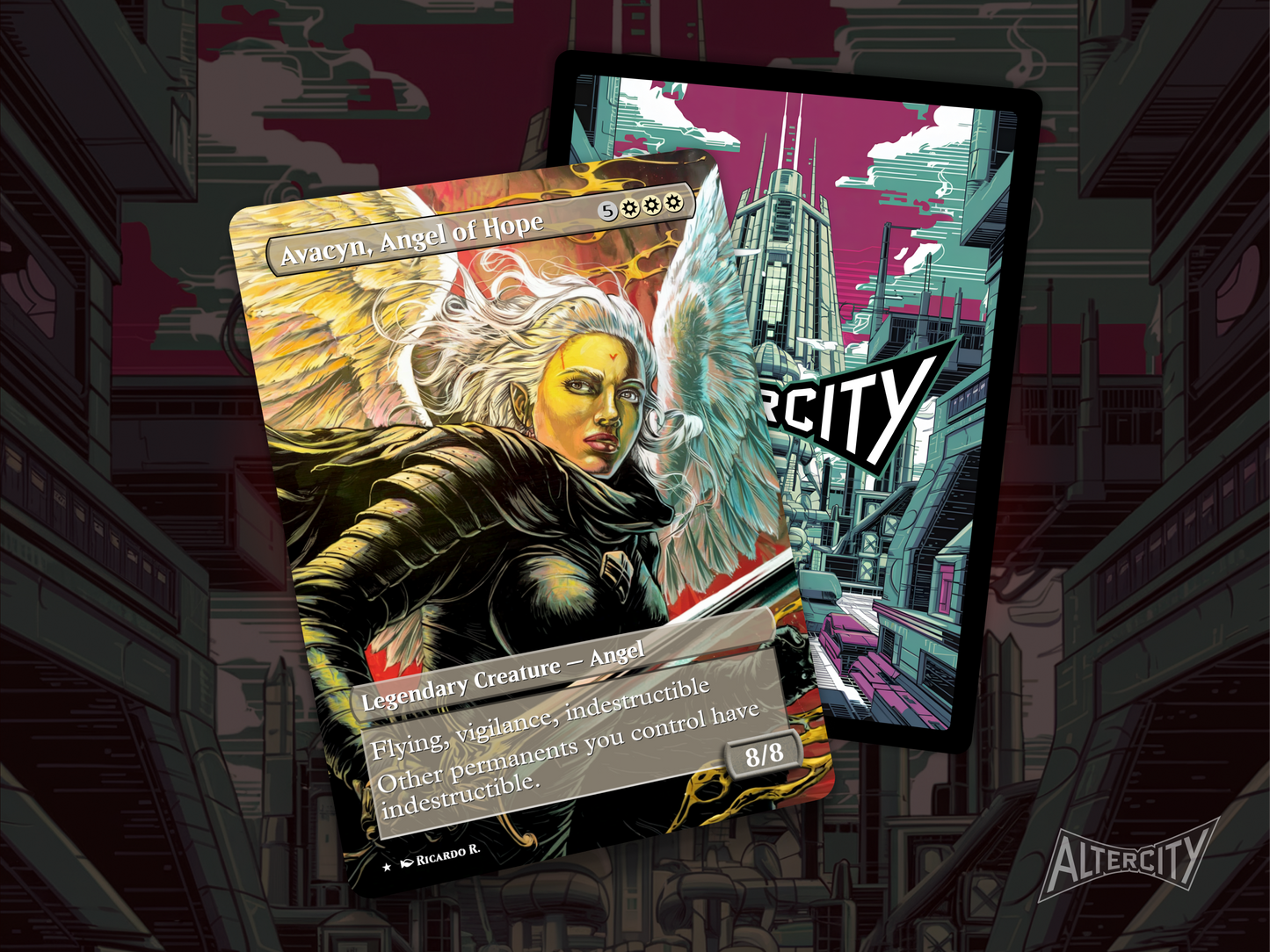 Avacyn, Angel of Hope (v2) - Full Art Borderless - MTG Custom Cards, Commander, Edh and Cedh High Quality Altered Proxies