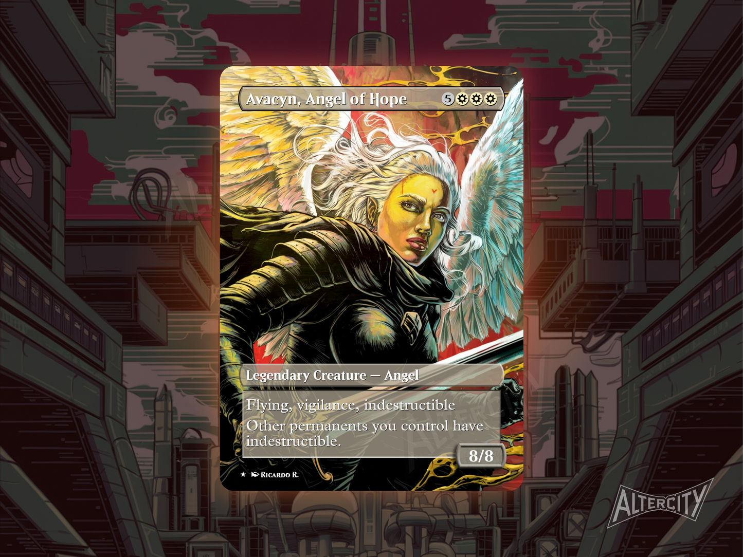 Avacyn, Angel of Hope (v2) - Full Art Borderless - MTG Custom Cards, Commander, Edh and Cedh High Quality Altered Proxies