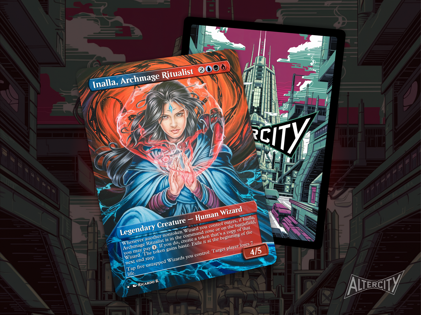 Inalla, Archmage Ritualist - Full Art Borderless - MTG Custom Cards, Commander, Edh and Cedh High Quality Altered Proxies