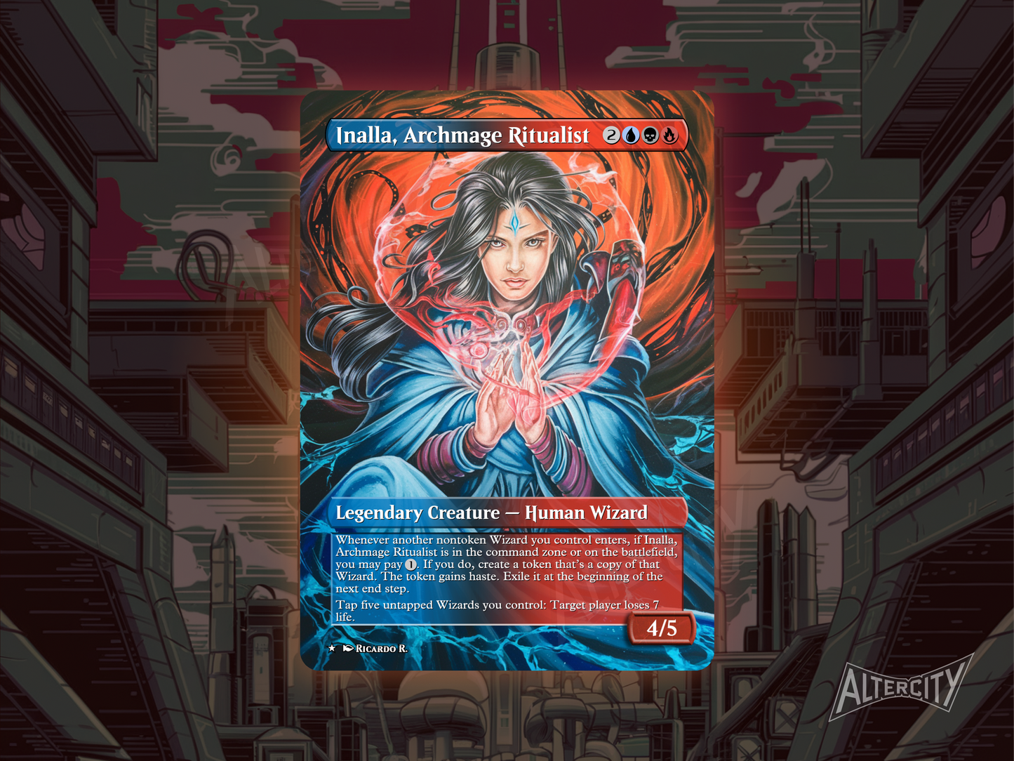 Inalla, Archmage Ritualist - Full Art Borderless - MTG Custom Cards, Commander, Edh and Cedh High Quality Altered Proxies