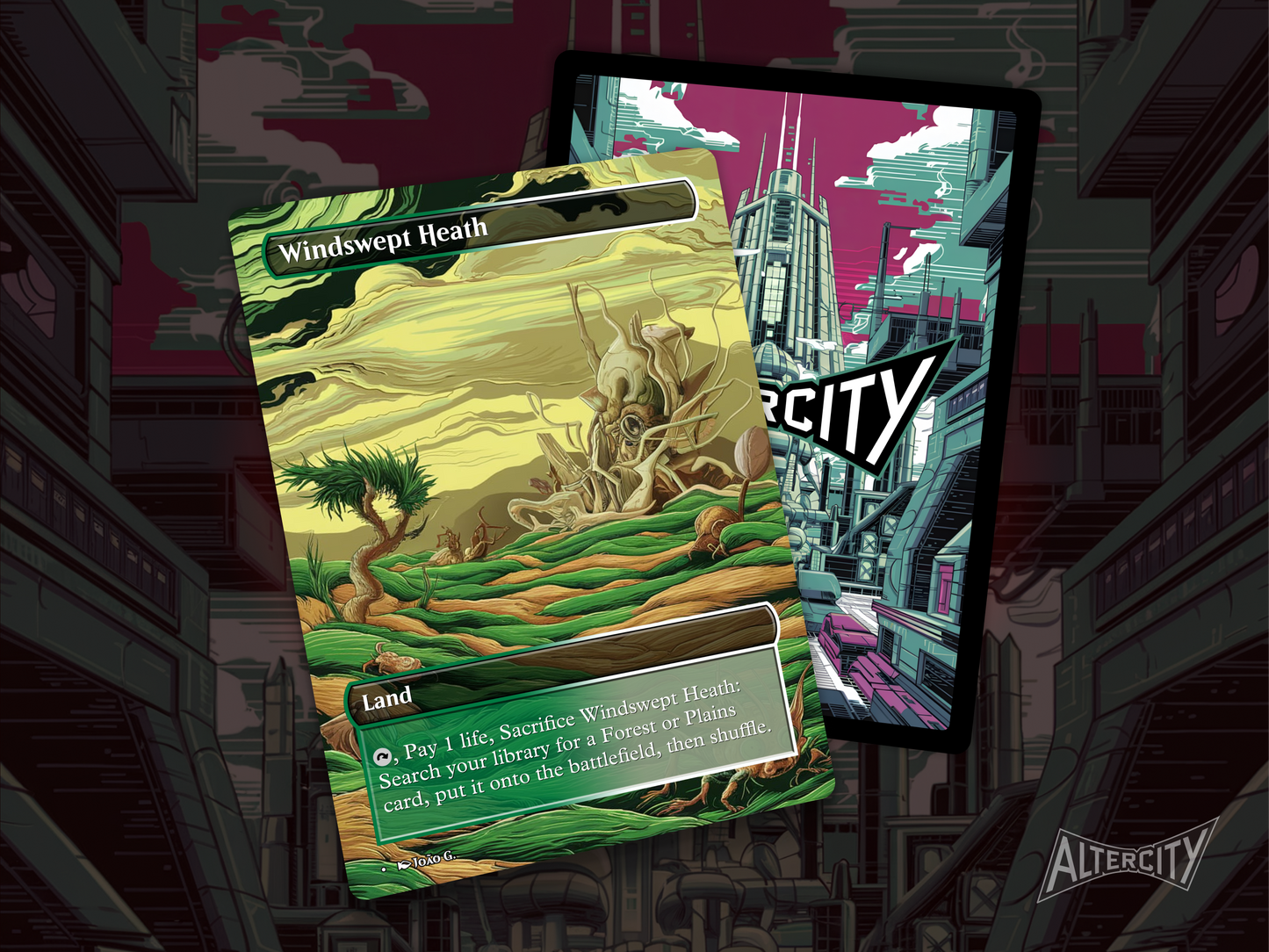 Windswept Heath (v1) - Full Art Fetch Land Alter - Mtg Custom Cards, Commander, Edh and cEDH High Quality Altered Proxies