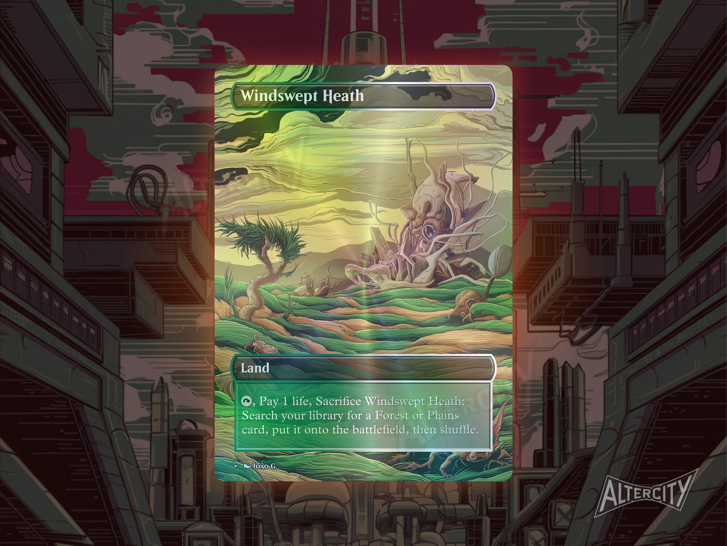 Windswept Heath (v1) - Full Art Fetch Land Alter - Mtg Custom Cards, Commander, Edh and cEDH High Quality Altered Proxies