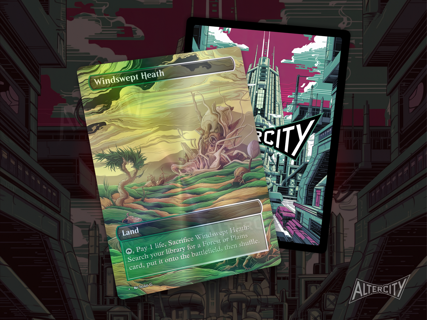 Windswept Heath (v1) - Full Art Fetch Land Alter - Mtg Custom Cards, Commander, Edh and cEDH High Quality Altered Proxies