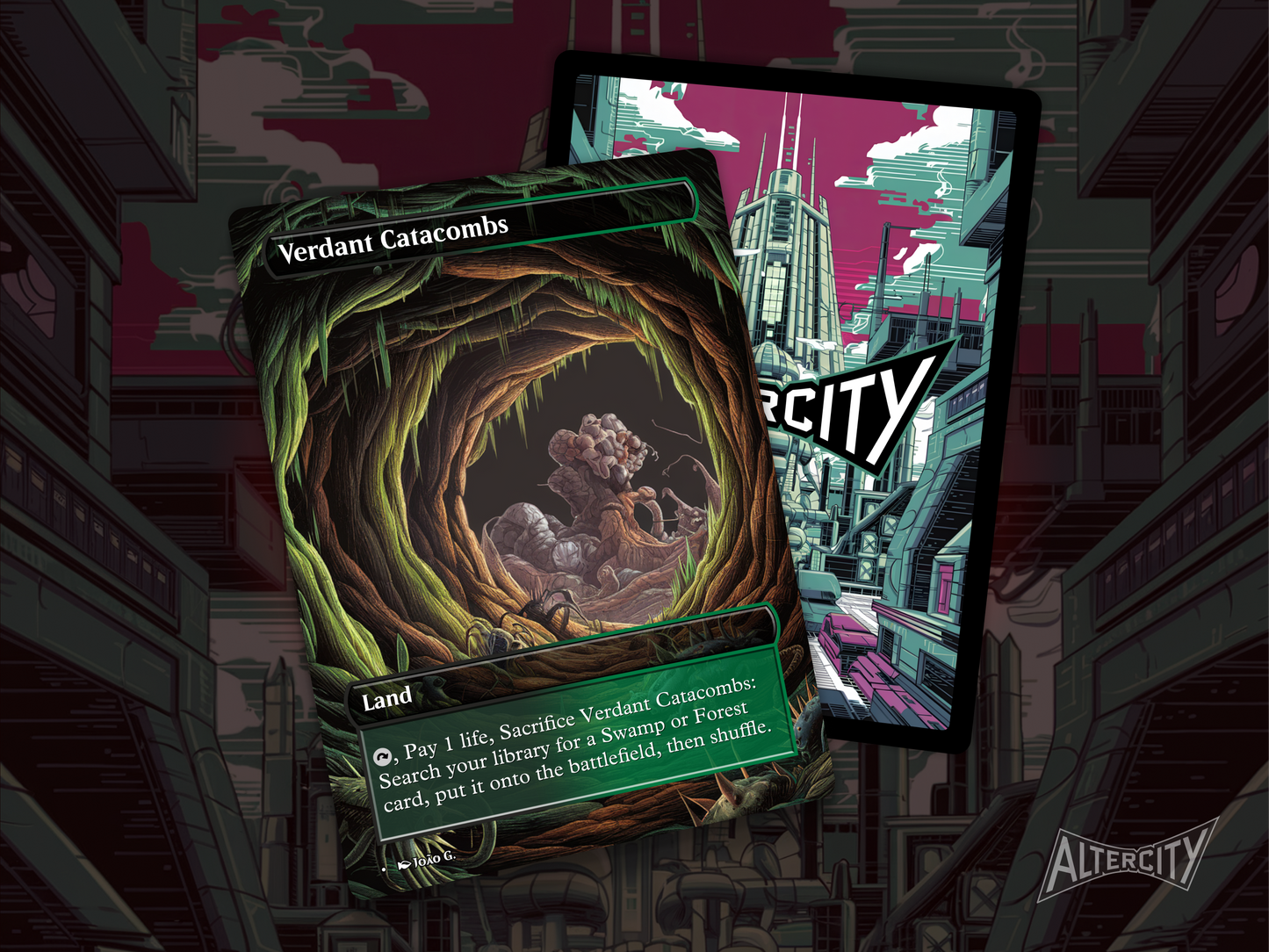 Verdant Catacombs (v1) - Full Art Fetch Land Alter - Mtg Custom Cards, Commander, Edh and cEDH High Quality Altered Proxies