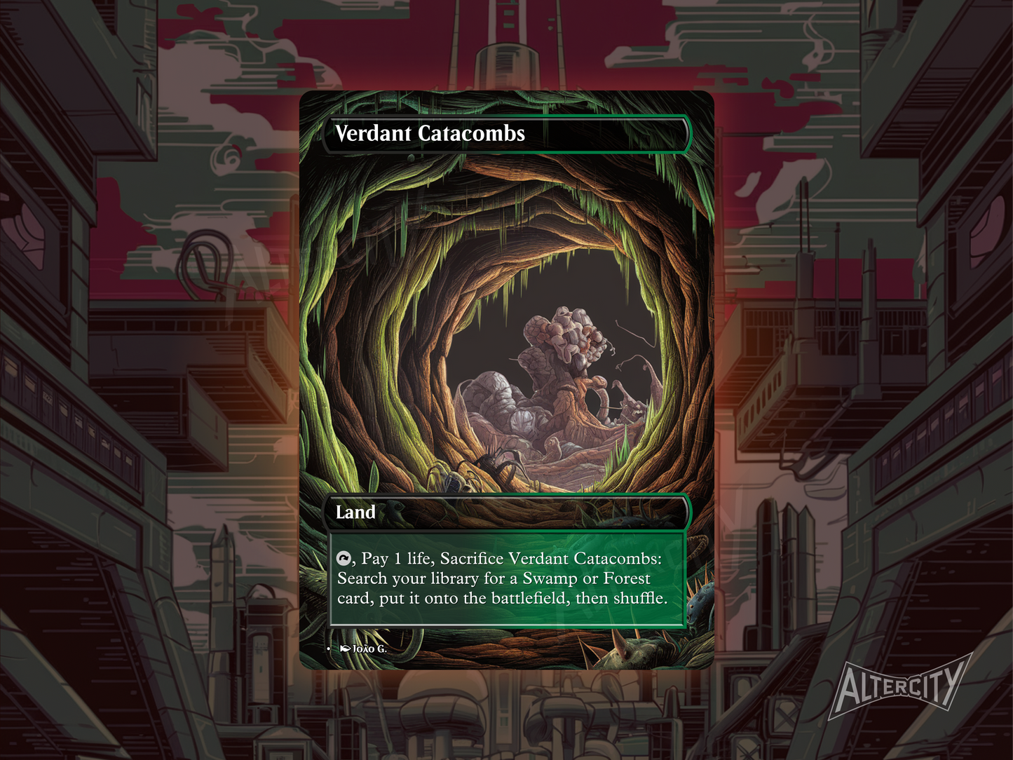 Verdant Catacombs (v1) - Full Art Fetch Land Alter - Mtg Custom Cards, Commander, Edh and cEDH High Quality Altered Proxies