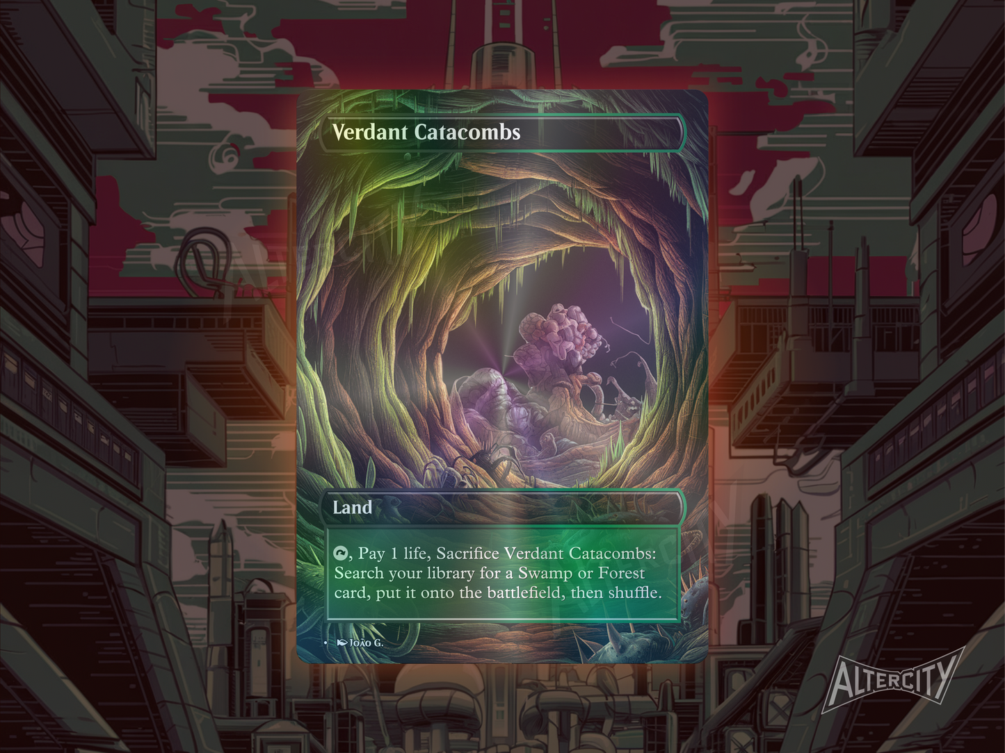 Verdant Catacombs (v1) - Full Art Fetch Land Alter - Mtg Custom Cards, Commander, Edh and cEDH High Quality Altered Proxies