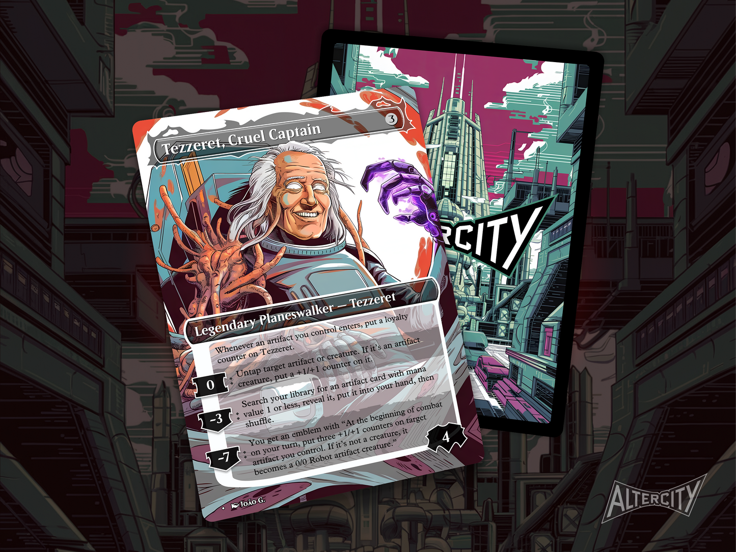 High-resolution Magic proxy of Tezzeret, Cruel Captain from Edge of Eternities set.