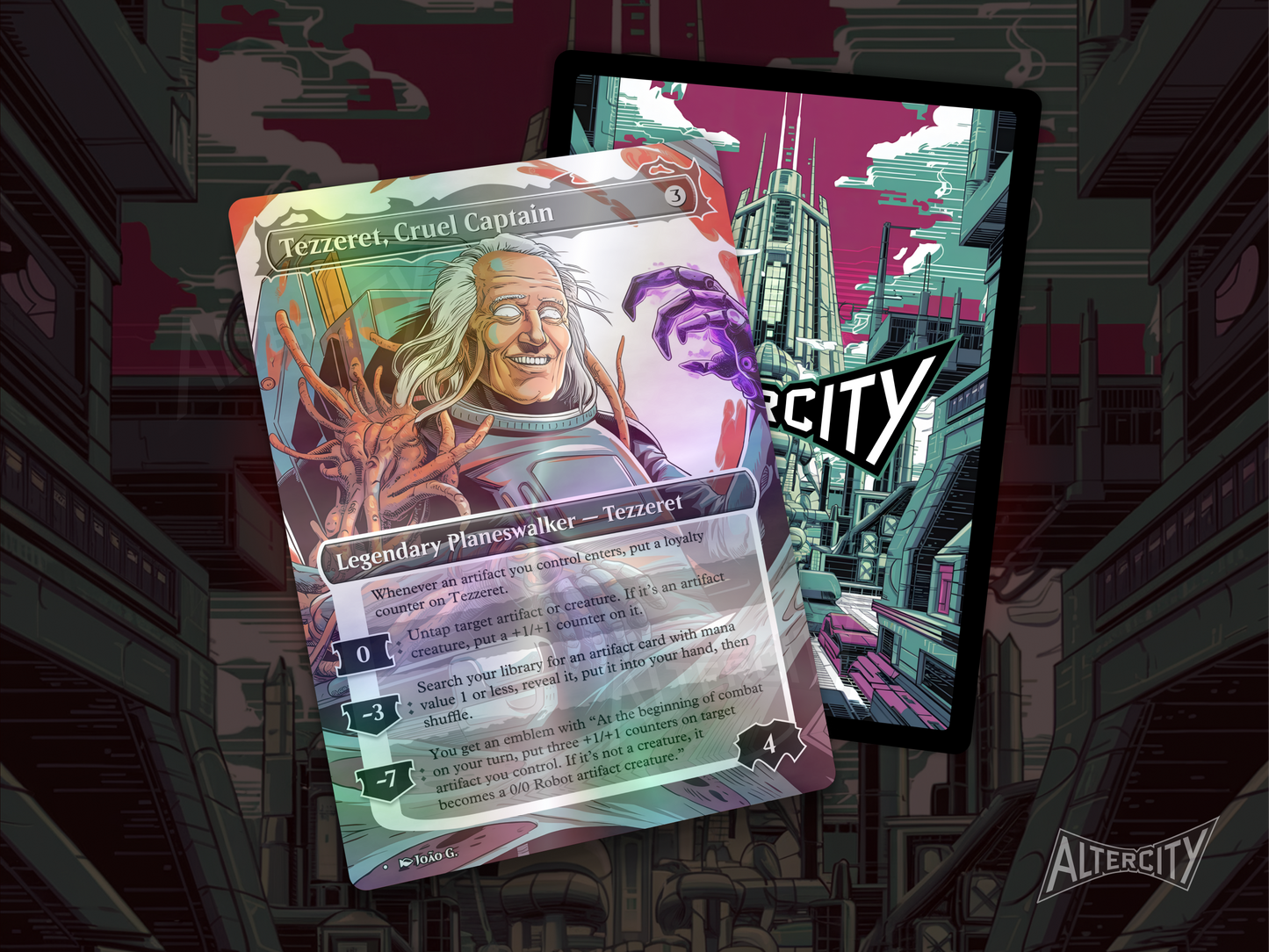 Tezzeret, Cruel Captain - Full Art Alter - Edge of Eternities - MTG Custom Cards, Commander, Edh and Cedh High Quality Alters