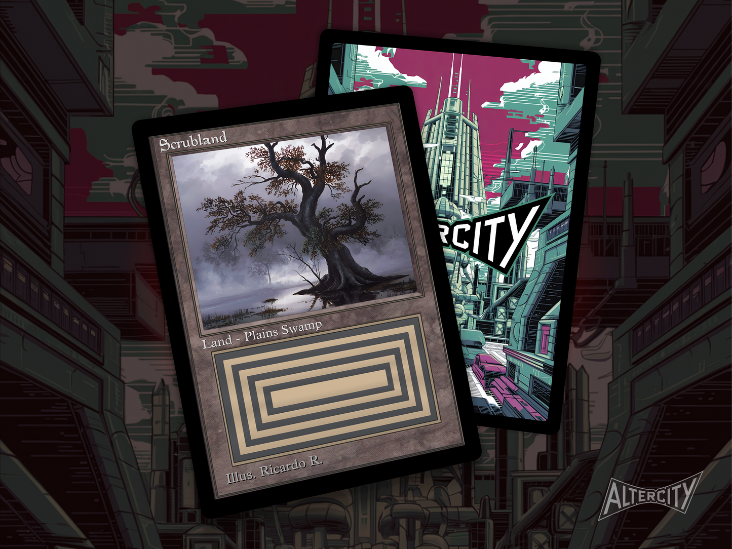 High-quality Magic proxy card featuring classic frame and arid, overcast scrubland landscape.