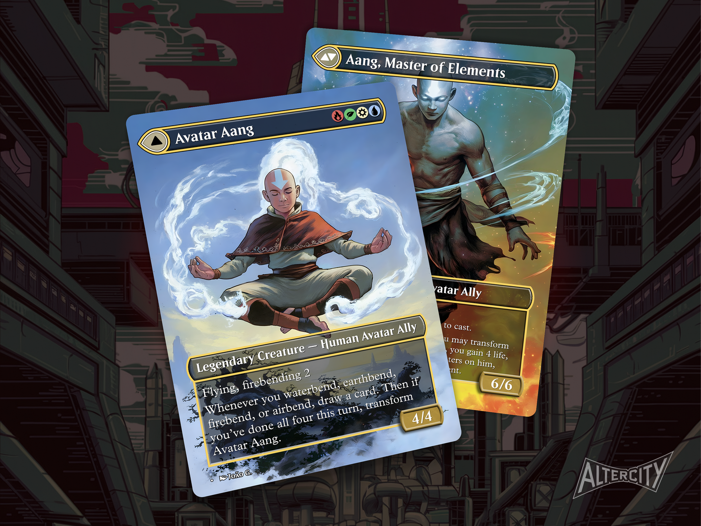 High-resolution Magic proxy of Avatar Aang as a legendary creature in balance.
