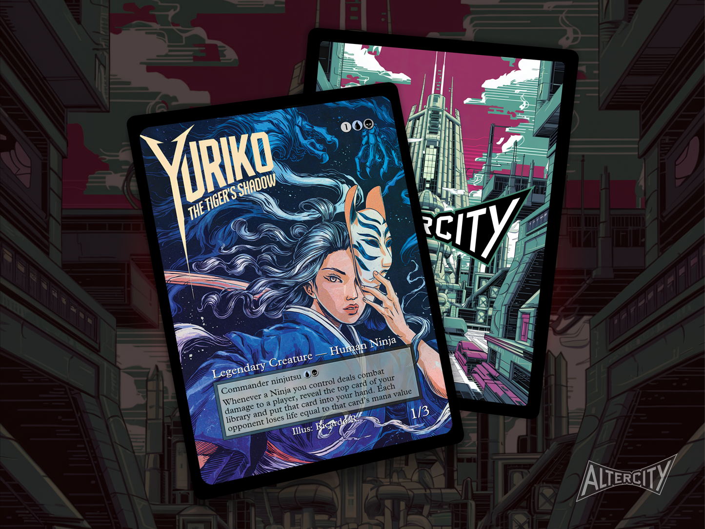 Yuriko, the Tiger's Shadow - Full Art - MTG Custom Cards, Commander, Edh and Cedh High Quality Altered Proxies