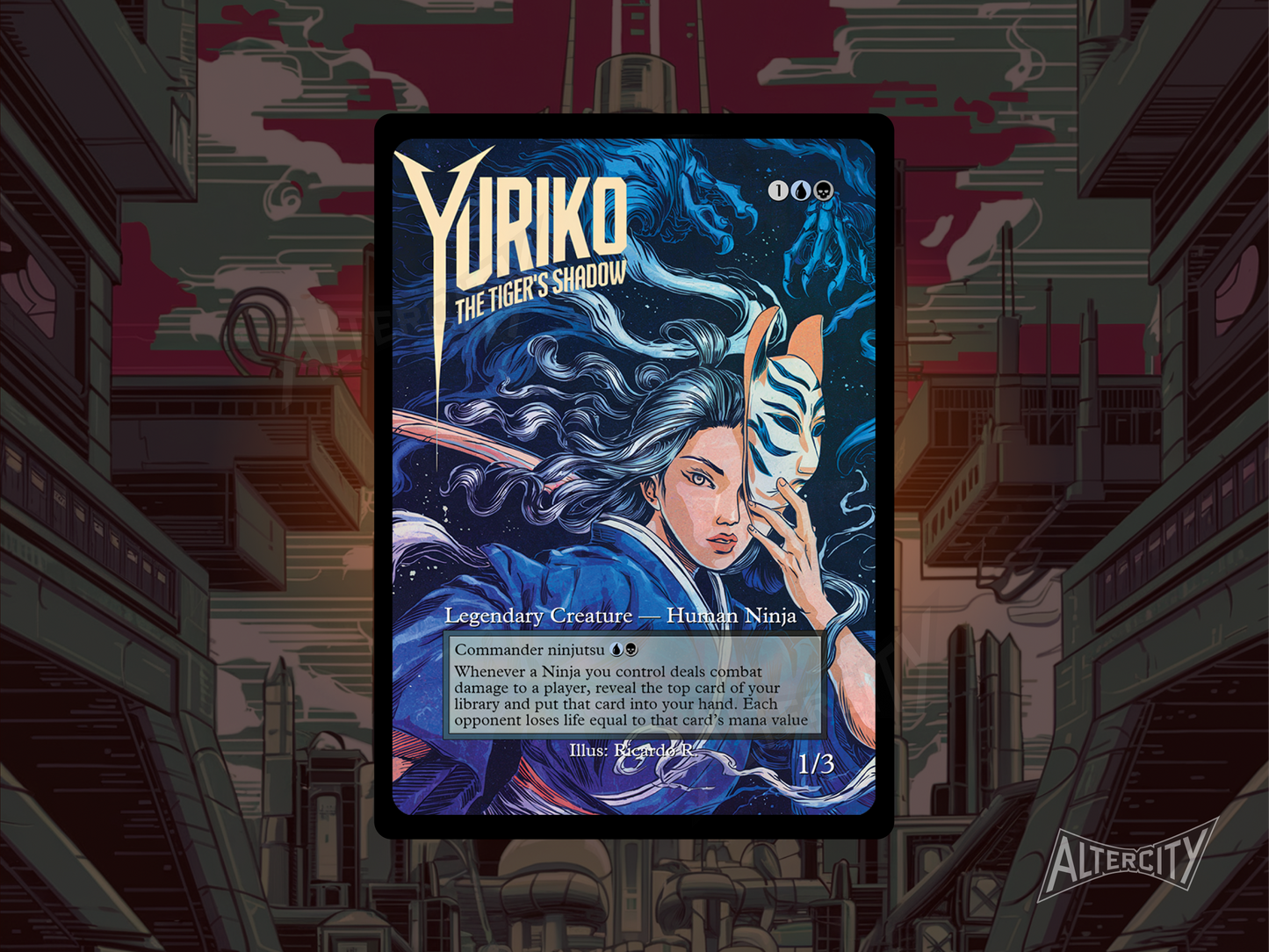 Yuriko, the Tiger's Shadow - Full Art - MTG Custom Cards, Commander, Edh and Cedh High Quality Altered Proxies