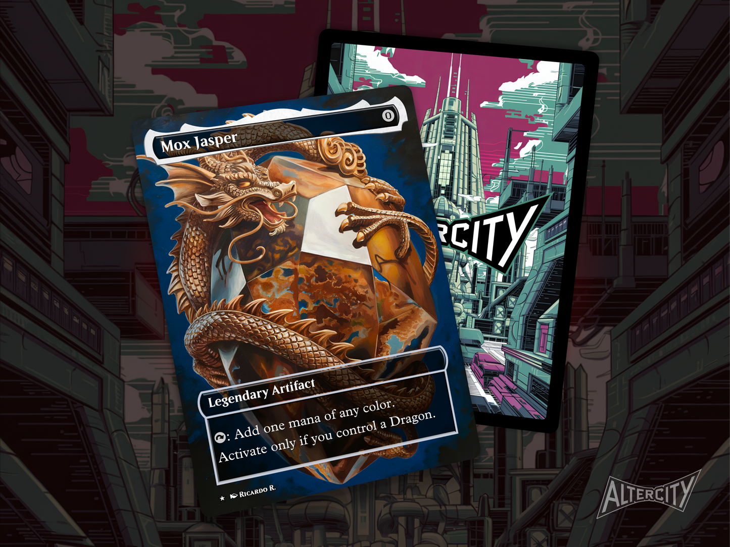 High-resolution Magic proxy of Mox Jasper for dragon Commander decks.
