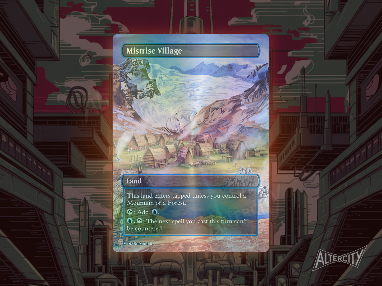 Mistrise Village - Full Art Borderless Alter Proxy - MTG Custom Cards, Commander, Edh and Cedh High Quality Alters
