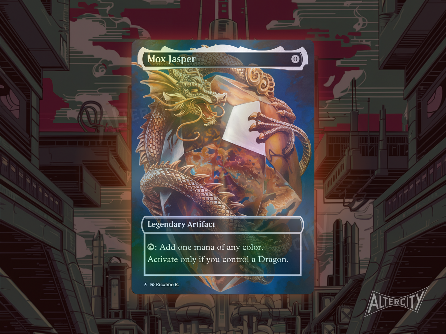 Mox Jasper - Full Art Borderless Alter Proxy - MTG Custom Cards, Commander, Edh and Cedh High Quality Alters