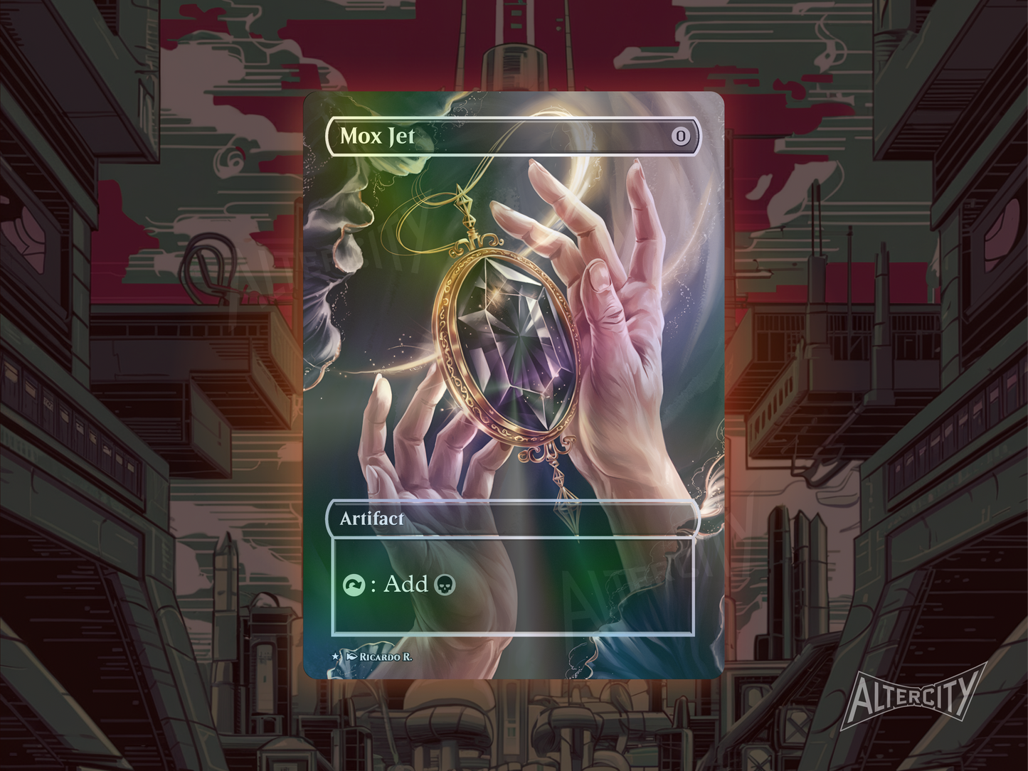 Mox Jet - Full Art Borderless Alter Proxy - MTG Custom Cards, Commander, Edh and Cedh High Quality Alters