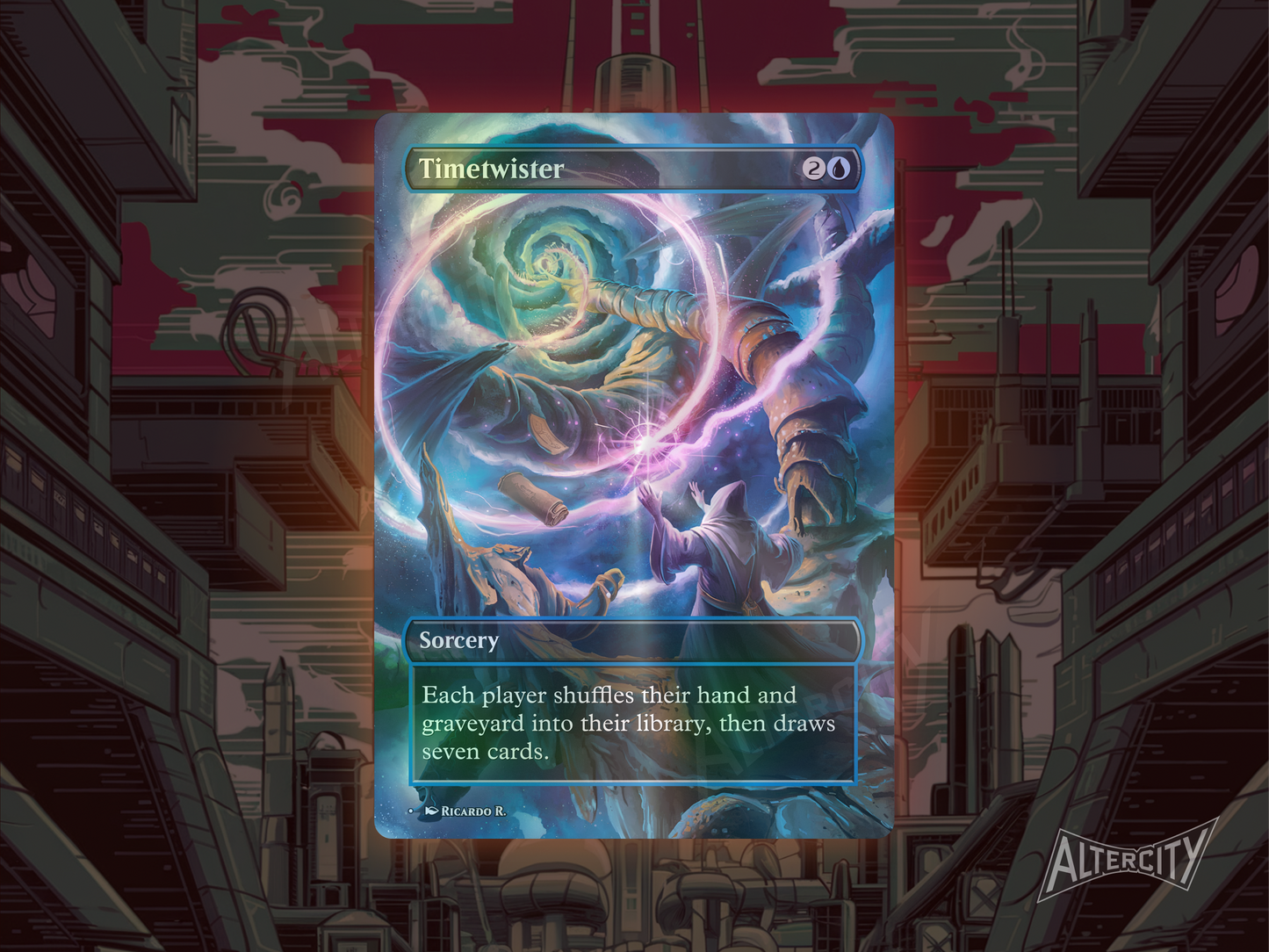 Timetwister (v2) - Full Art Borderless Alter Proxy - MTG Custom Cards, Commander, Edh and Cedh High Quality Alters