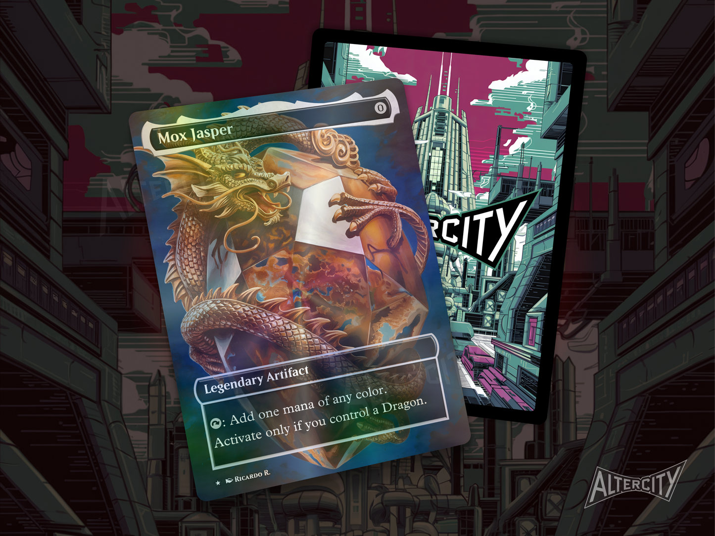 Mox Jasper - Full Art Borderless Alter Proxy - MTG Custom Cards, Commander, Edh and Cedh High Quality Alters