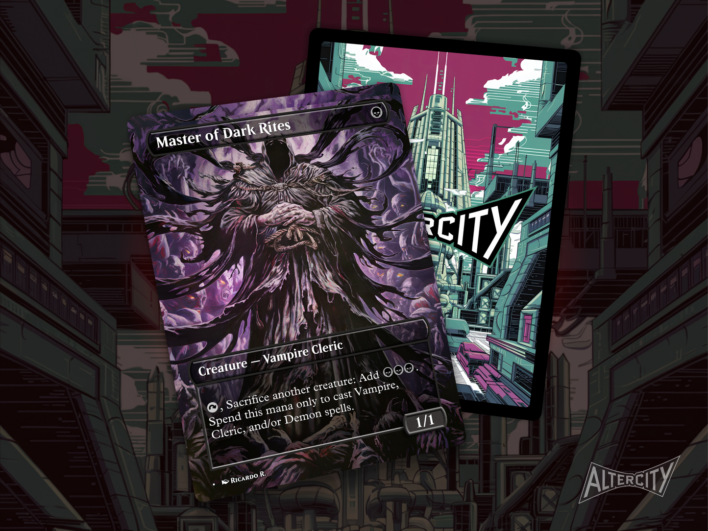 High-resolution Magic proxy of Master of Dark Rites for black Commander decks.