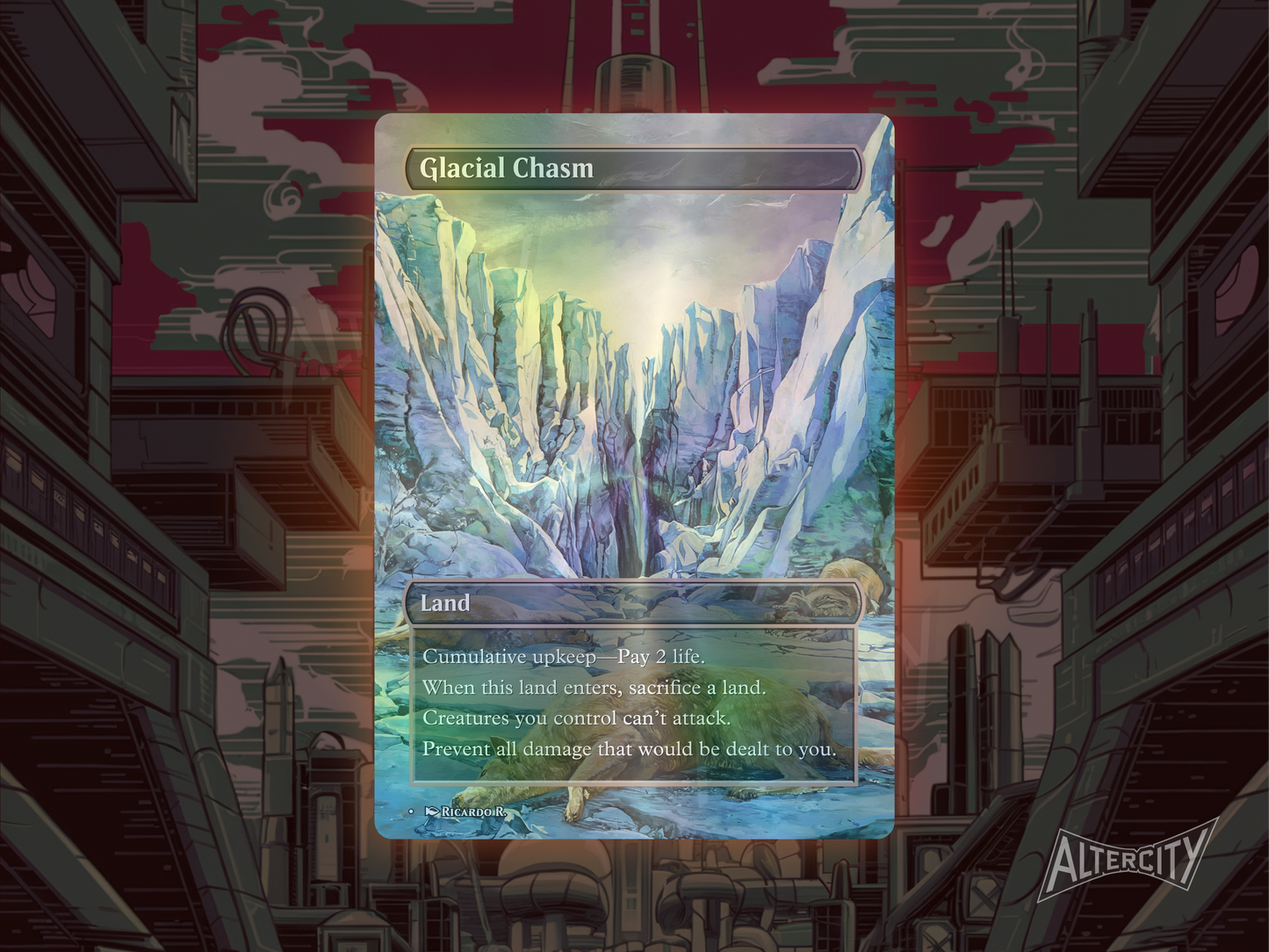 Glacial Chasm - Full Art Borderless - MTG Custom Cards, Commander, Edh and Cedh High Quality Alters