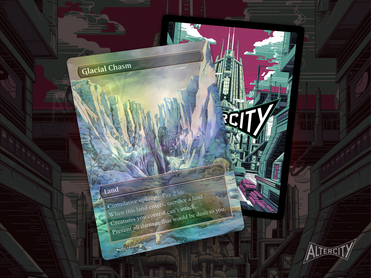 Glacial Chasm - Full Art Borderless - MTG Custom Cards, Commander, Edh and Cedh High Quality Alters
