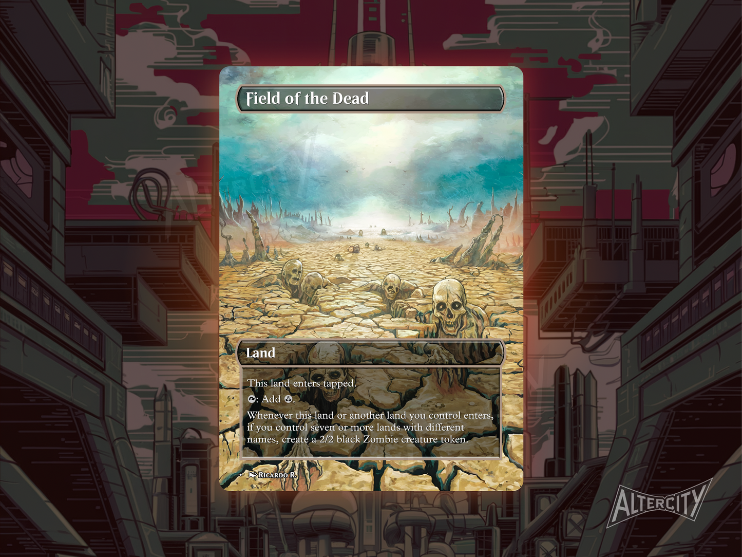 Custom Field of the Dead Magic proxy with haunting full-art design for Commander.