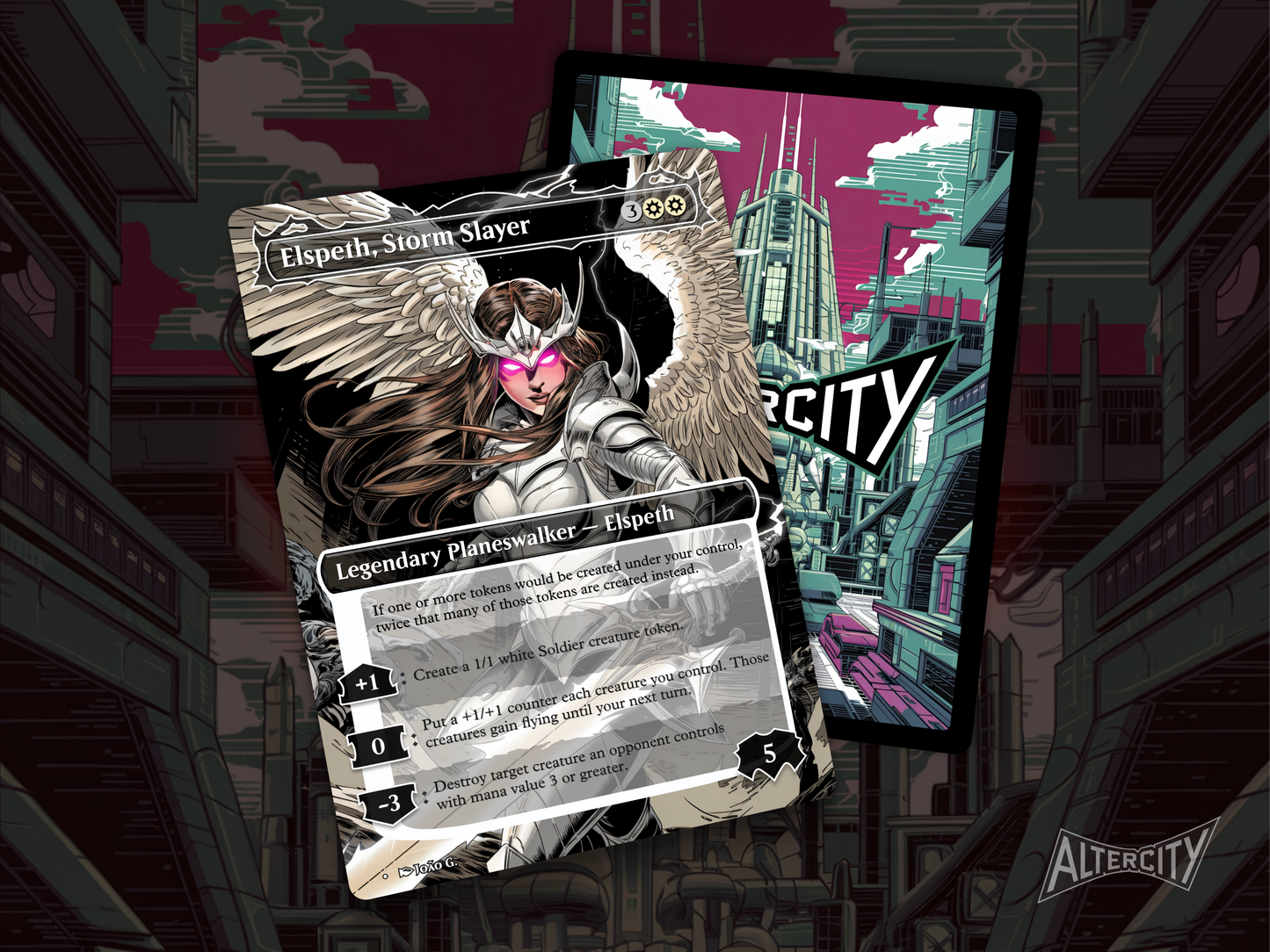 High-resolution Magic proxy card featuring Elspeth and token-doubling effect.