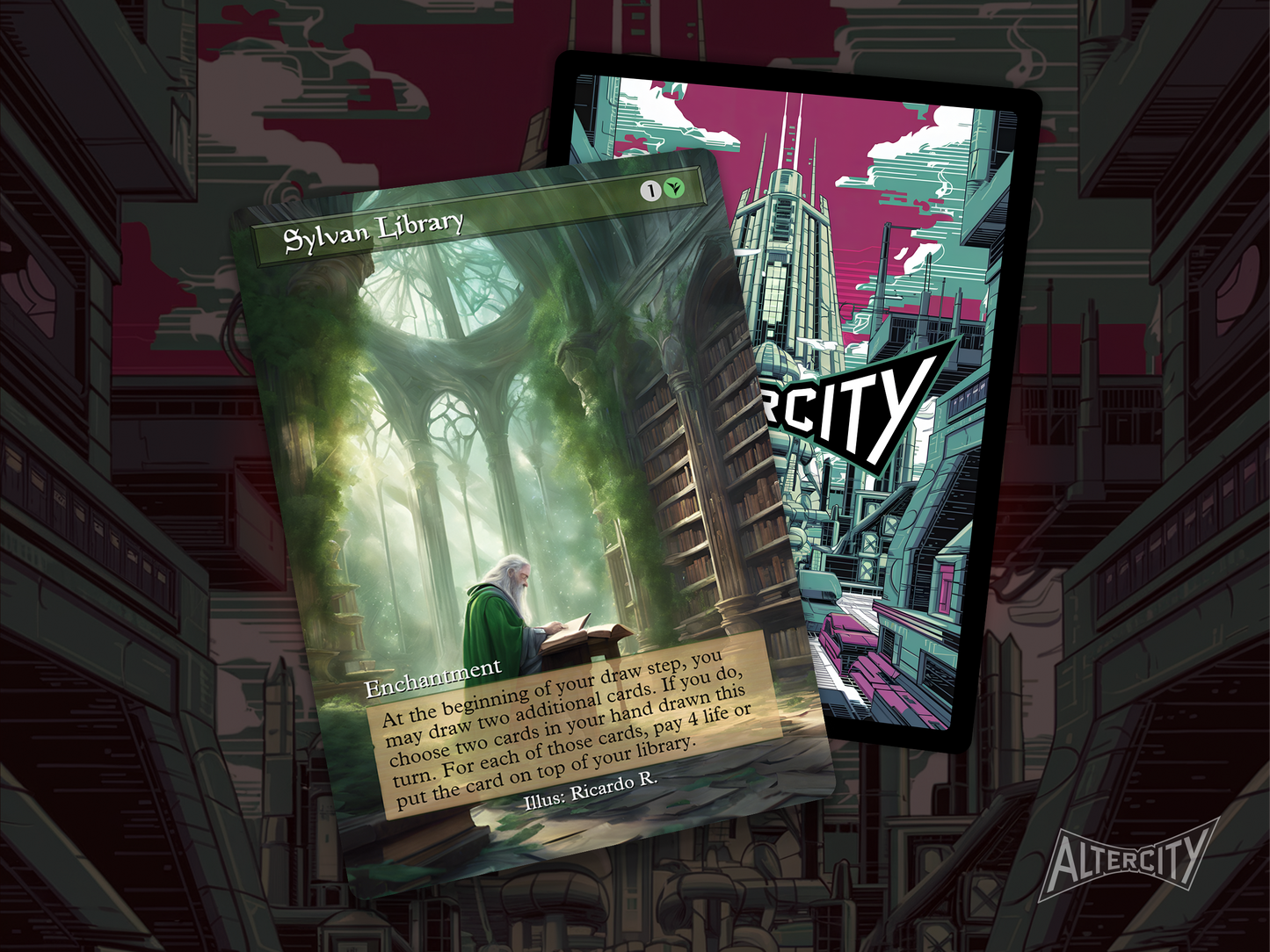 Sylvan Library - Full Art Alter - MTG Custom Cards, Commander, Edh and Cedh High Quality Alters