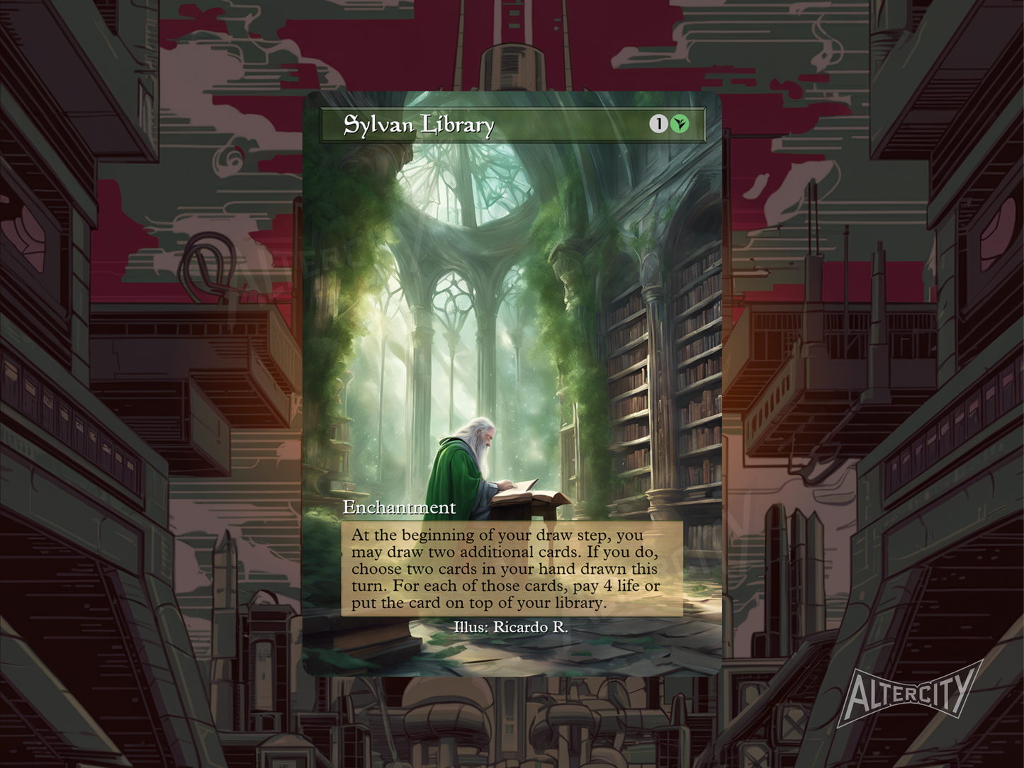 Sylvan Library - Full Art Alter - MTG Custom Cards, Commander, Edh and Cedh High Quality Alters