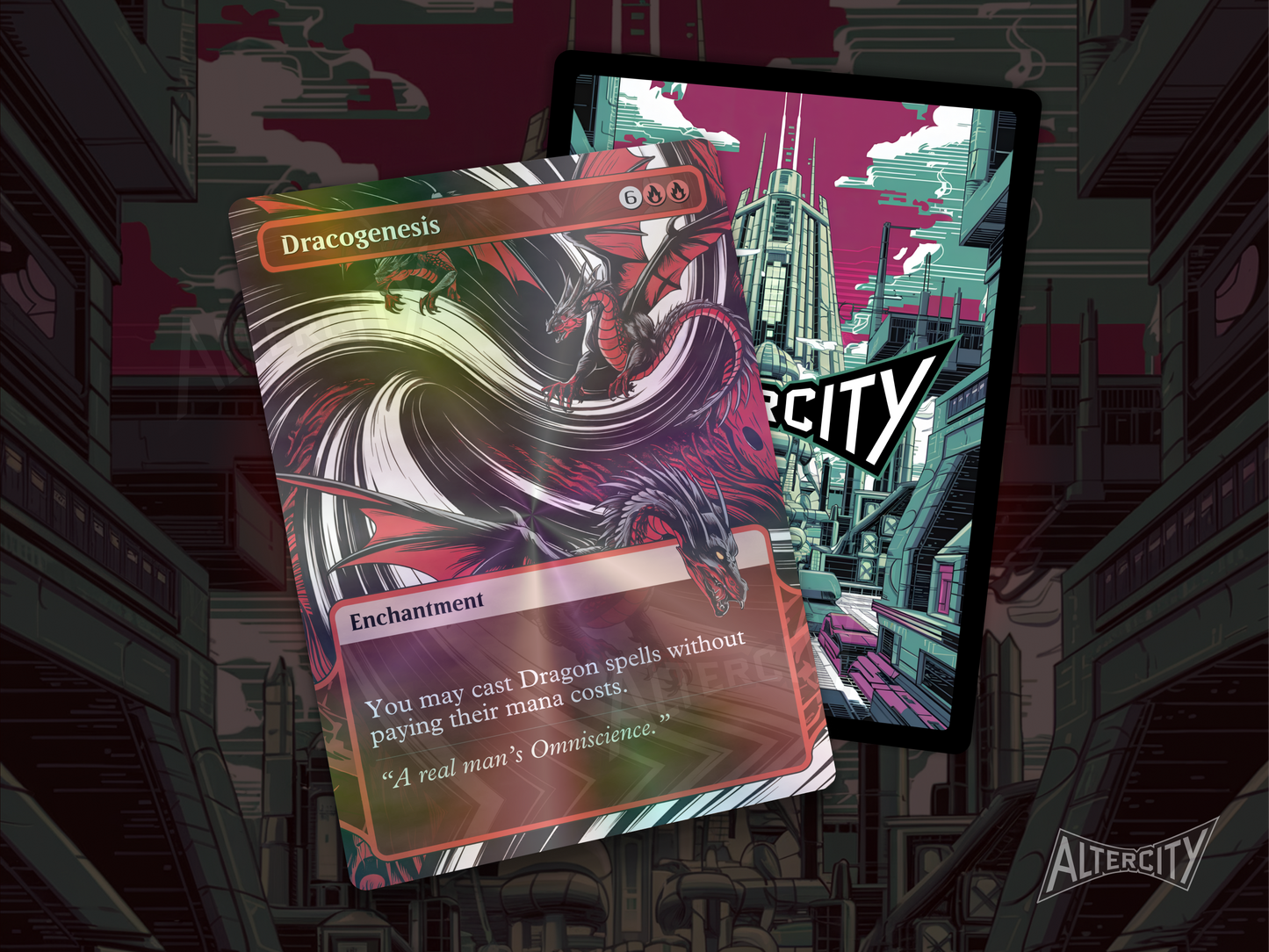 Dracogenesis - Full Art Borderless Alter Proxy - MTG Custom Cards, Commander, Edh and Cedh High Quality Alters