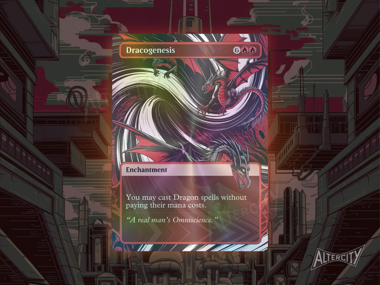 Dracogenesis - Full Art Borderless Alter Proxy - MTG Custom Cards, Commander, Edh and Cedh High Quality Alters