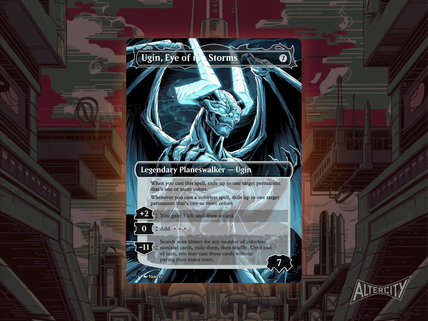 Custom Ugin, Eye of the Storm MTG proxy with cosmic altered art.