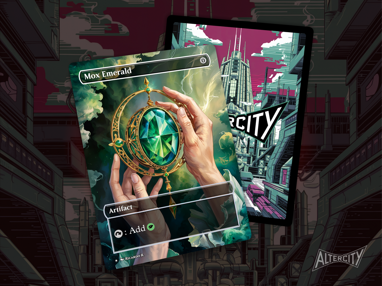 High-quality Mox Emerald Magic proxy card for EDH play.