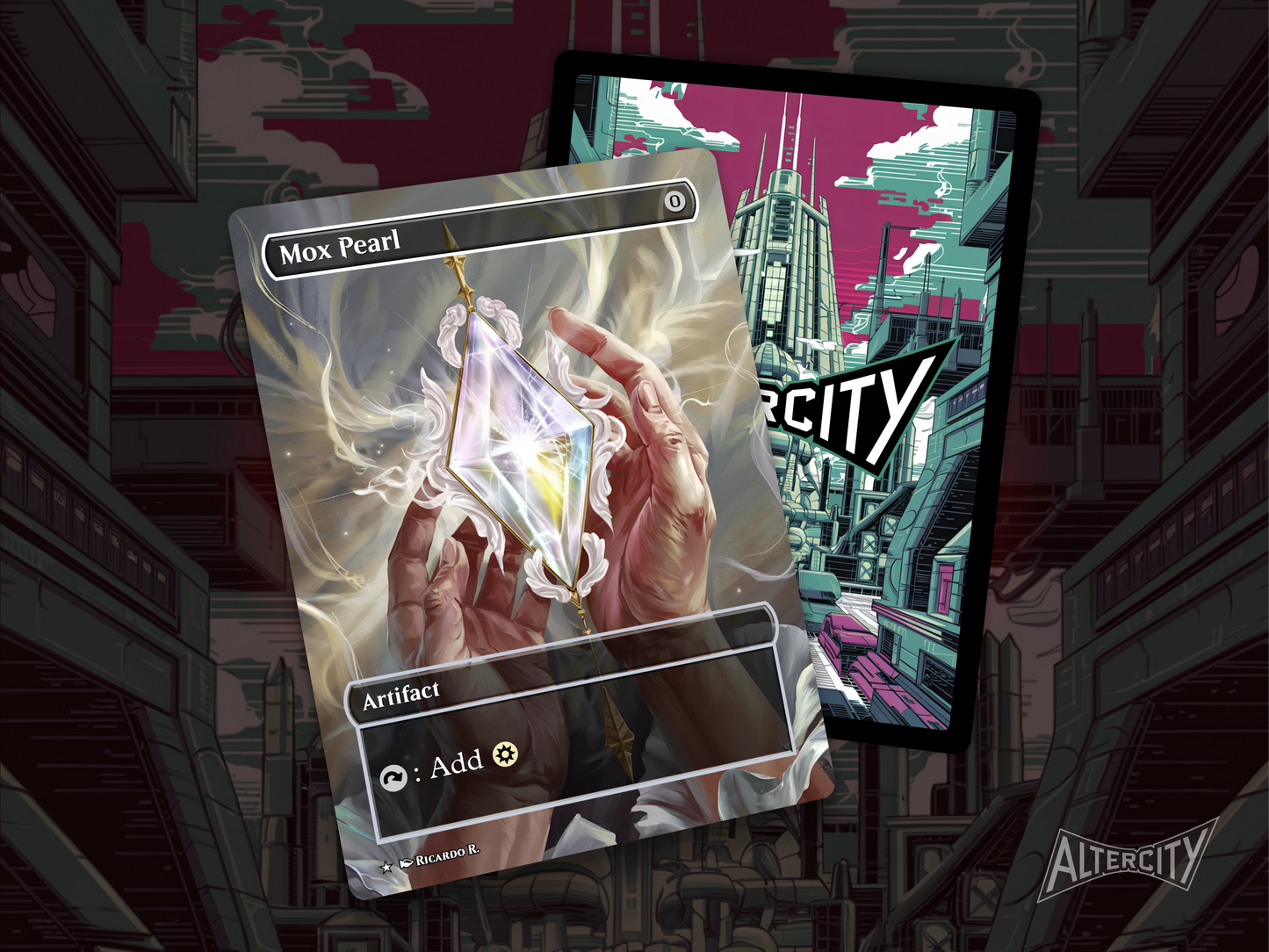 Premium-quality Mox Pearl Magic proxy with unique art, ideal for Commander decks.