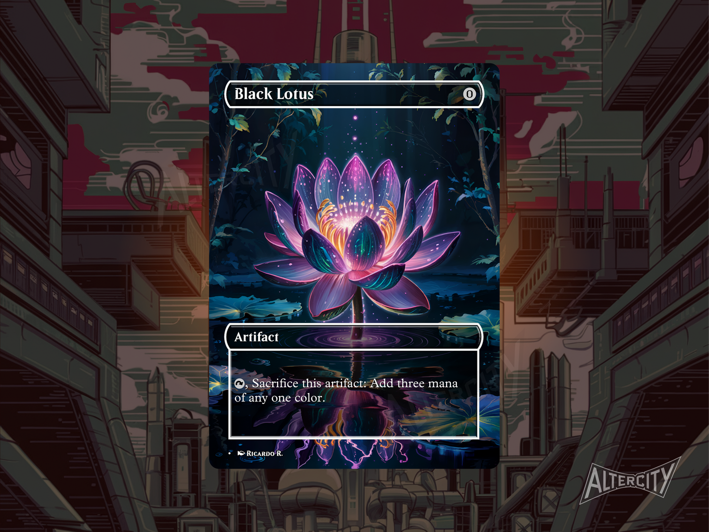 Custom Black Lotus MTG proxy with high-resolution altered artwork.