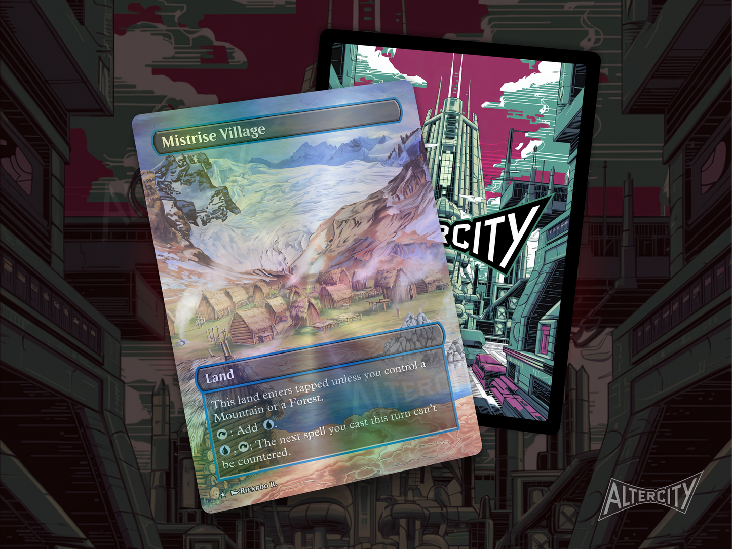 Mistrise Village - Full Art Borderless Alter Proxy - MTG Custom Cards, Commander, Edh and Cedh High Quality Alters