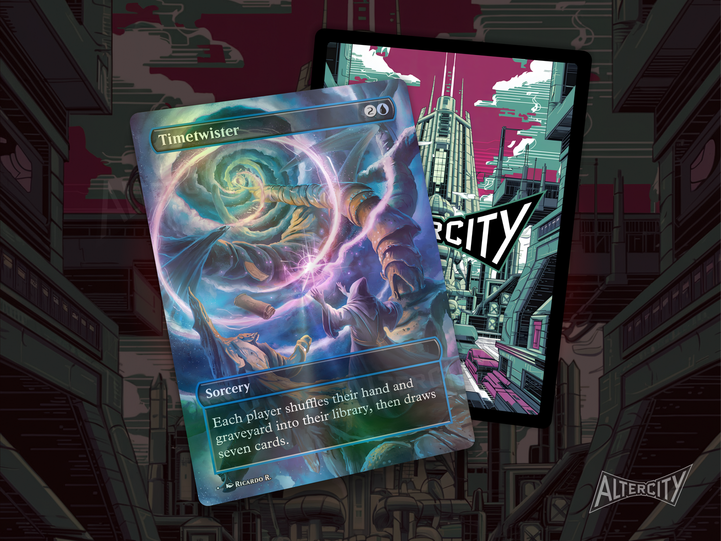 Timetwister (v2) - Full Art Borderless Alter Proxy - MTG Custom Cards, Commander, Edh and Cedh High Quality Alters