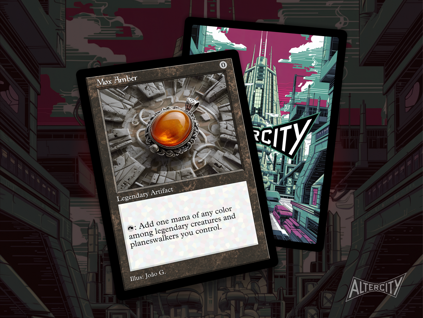 Mox Amber (v1) - Old Border Retro Frame - Mtg Custom Cards, Commander, Edh and Cedh High Quality Altered Proxies