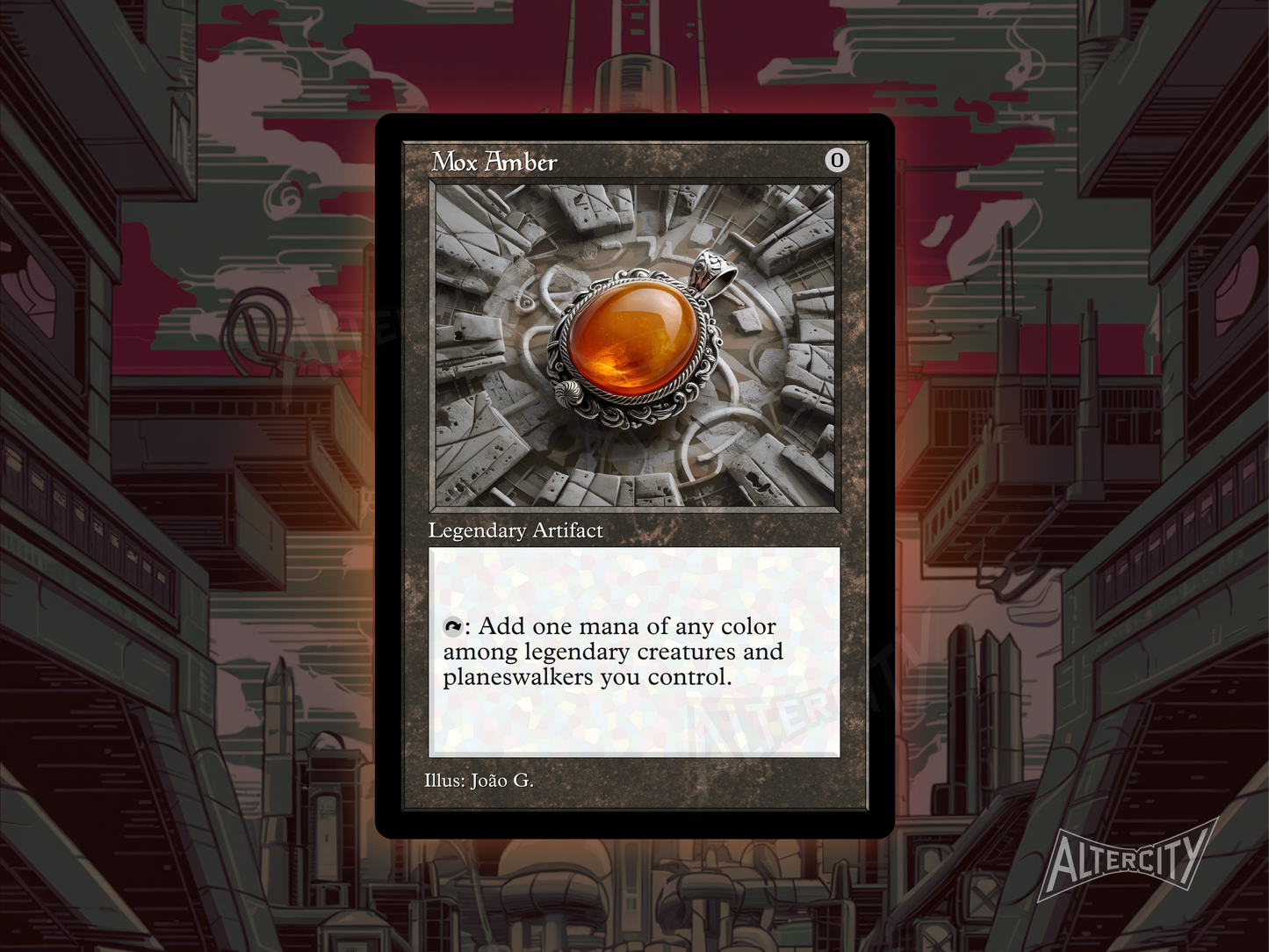 Mox Amber (v1) - Old Border Retro Frame - Mtg Custom Cards, Commander, Edh and Cedh High Quality Altered Proxies