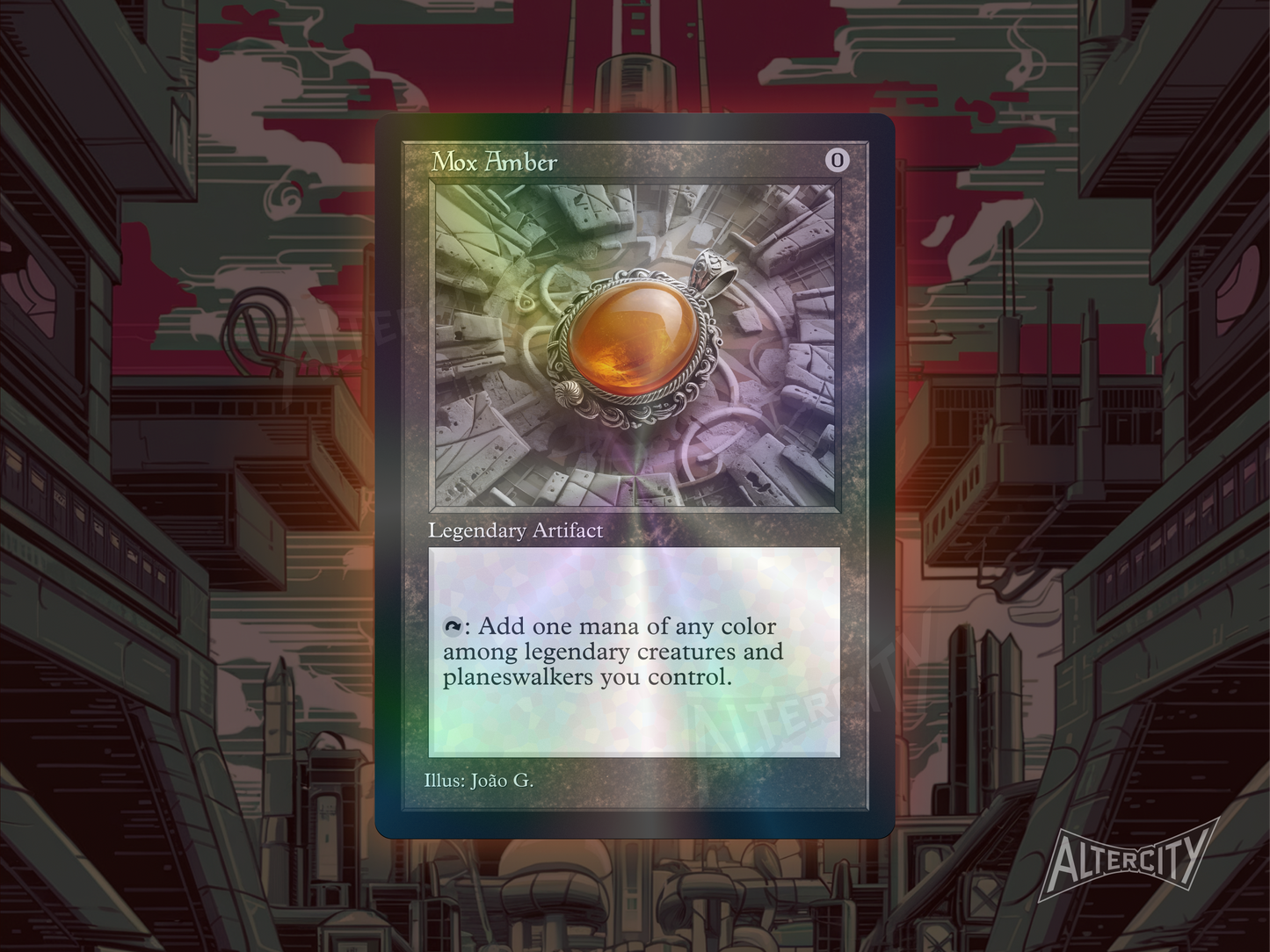 Mox Amber (v1) - Old Border Retro Frame - Mtg Custom Cards, Commander, Edh and Cedh High Quality Altered Proxies