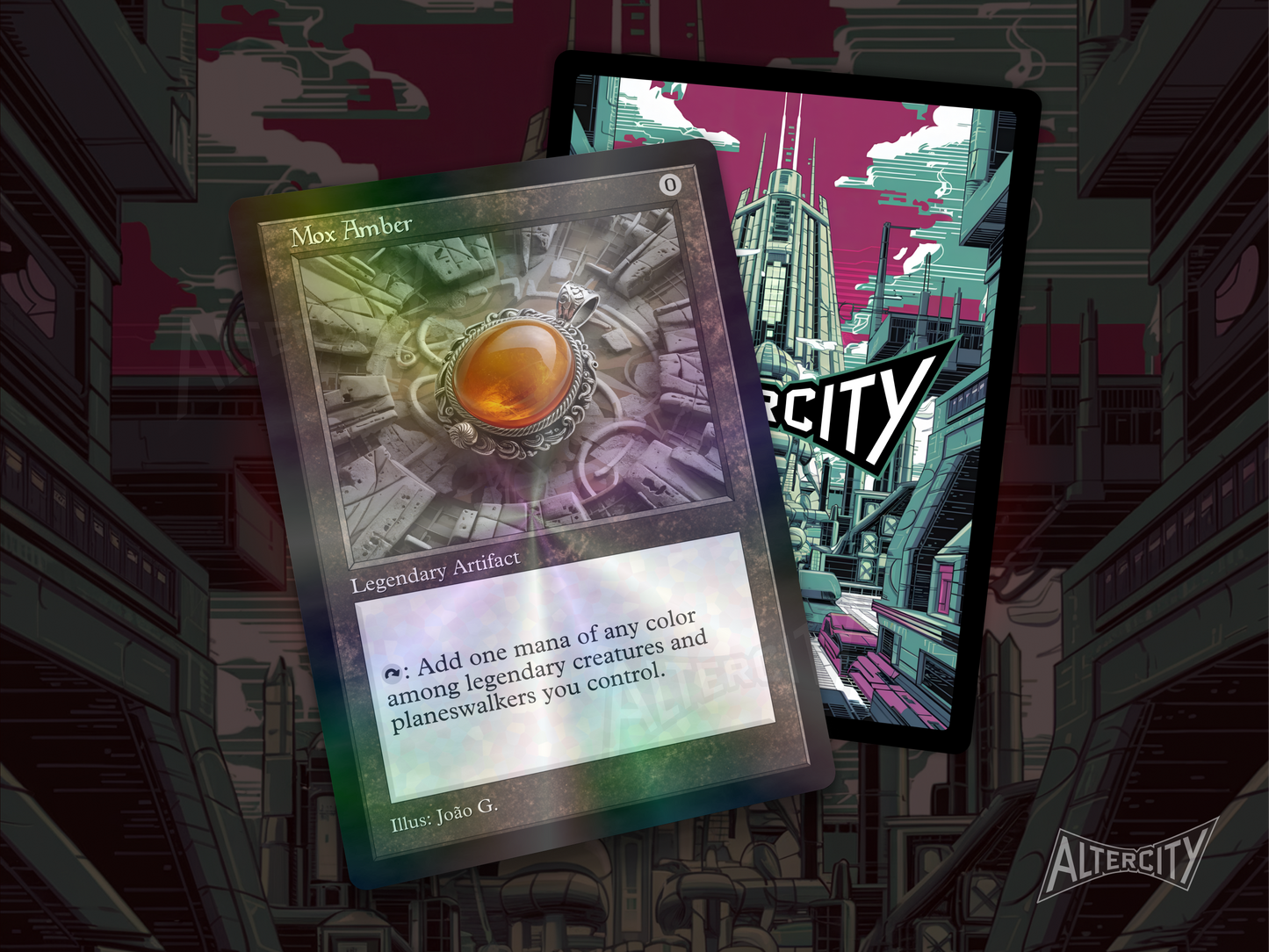 Mox Amber (v1) - Old Border Retro Frame - Mtg Custom Cards, Commander, Edh and Cedh High Quality Altered Proxies