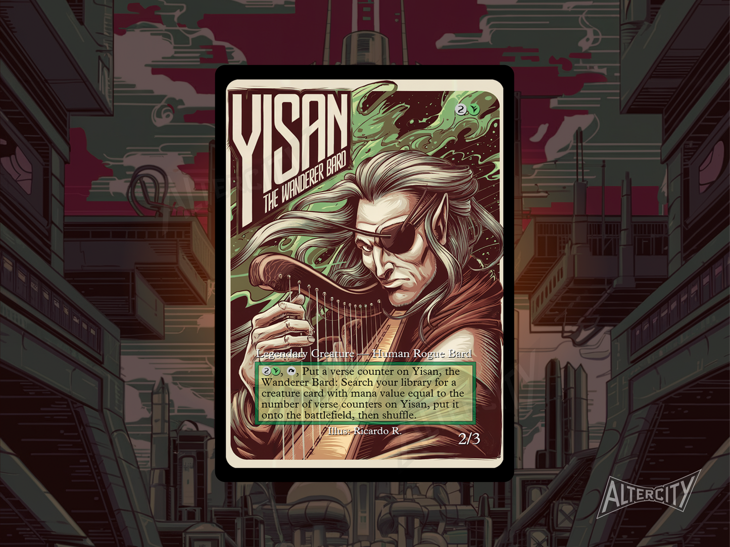Yisan, the Wanderer Bard - Full Art - MTG Custom Cards, Commander, Edh and Cedh High Quality Alters