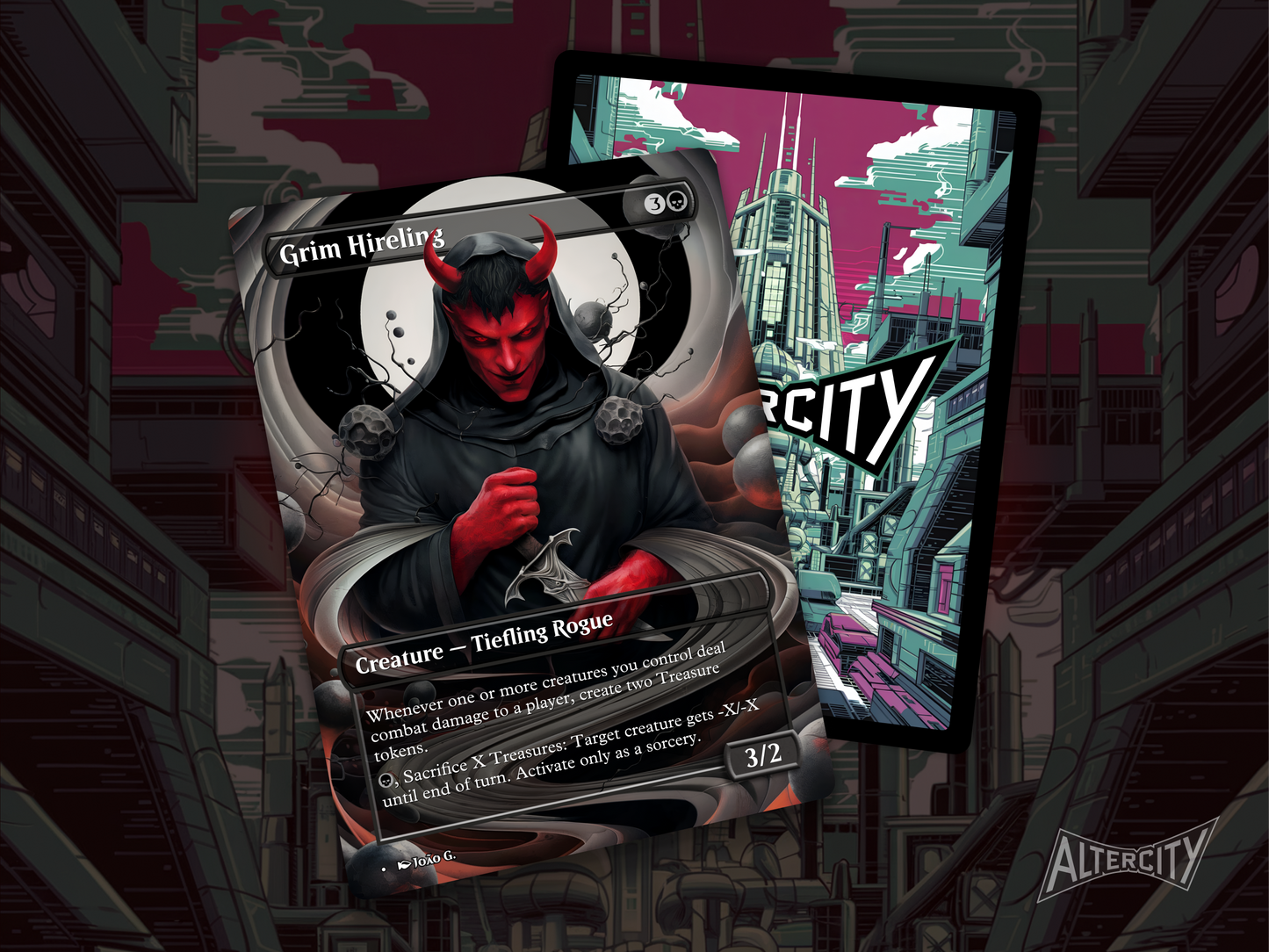 Grim Hireling - Full Art Borderless Alter - MTG Custom Cards, Commander, Edh and Cedh High Quality Alters