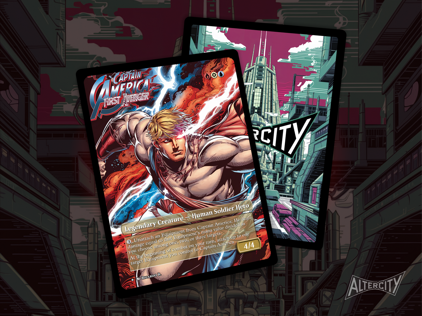 Captain America, First Avenger - MTG Custom Cards , Commander alternate art - Magic MTG Alters Full Art